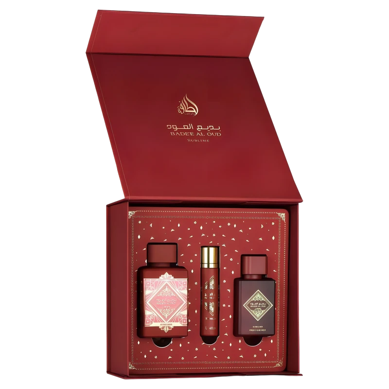 Badee Al Oud Sublime EDP 100 ML + 12 ML + Hair Mist 50 ML Set 3 Pcs Lattafa original, perfume árabe