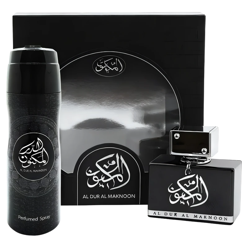 Lattafa Al Dur Al Maknoon Silver EDP 100 ML + Desodorante Corporal 200 ML Set 2 Pcs original, perfume árabe