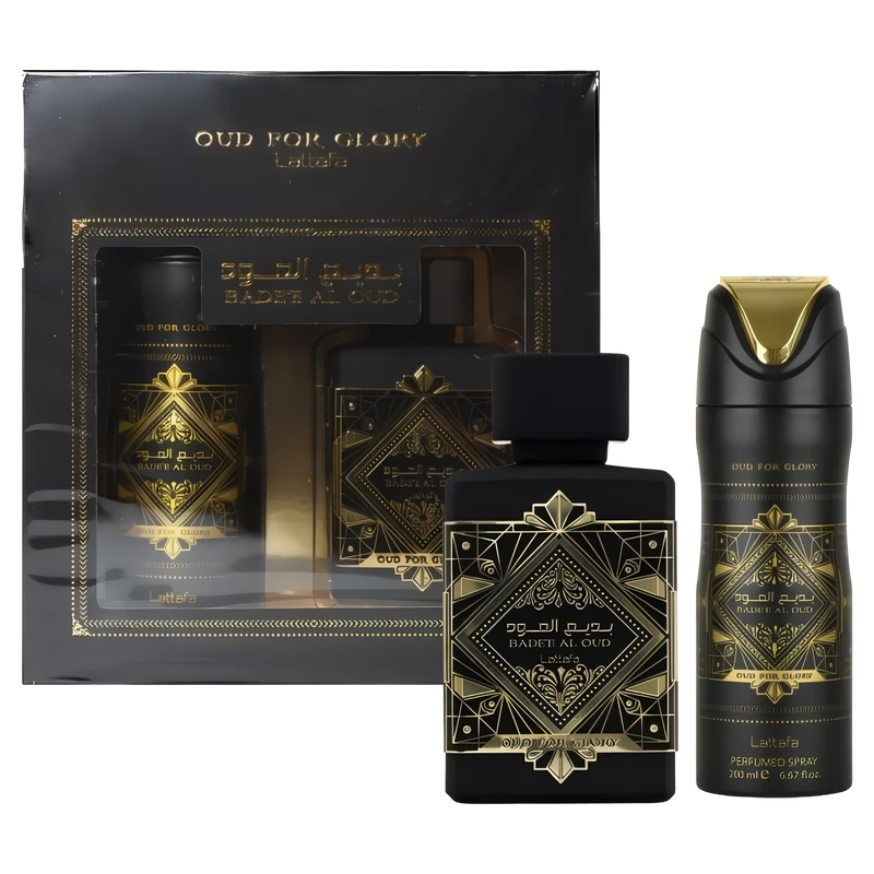 Lattafa Badee Al Oud For Glory EDP 100 ML + Desodorante Corporal 200 ML Set 2 Pcs original, perfume árabe
