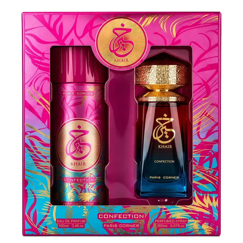 Estuche Paris Corner Khair Confection EDP 100 ml + Perfumed Spray 200 ml original, set de regalo de Paris Corner