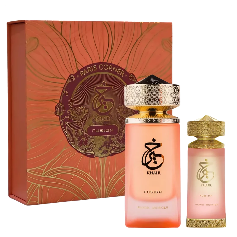 Estuche Paris Corner Khair Fusion EDP 100 ml + Aceite 25 ml original, set de regalo de Paris Corner