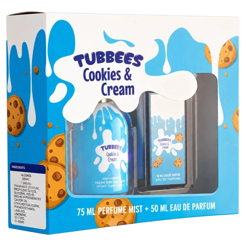 Estuche Tubbees Cookies & Cream Perfume Mist 75 ml + EDP 50 ml original, set de regalo de Tubbees